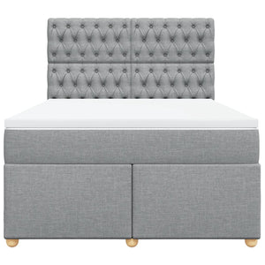 Κρεβάτι Boxspring με Στρώμα Ανοιχτό Γκρι 140x200 εκ. Υφασμάτινο - Pakobazaar