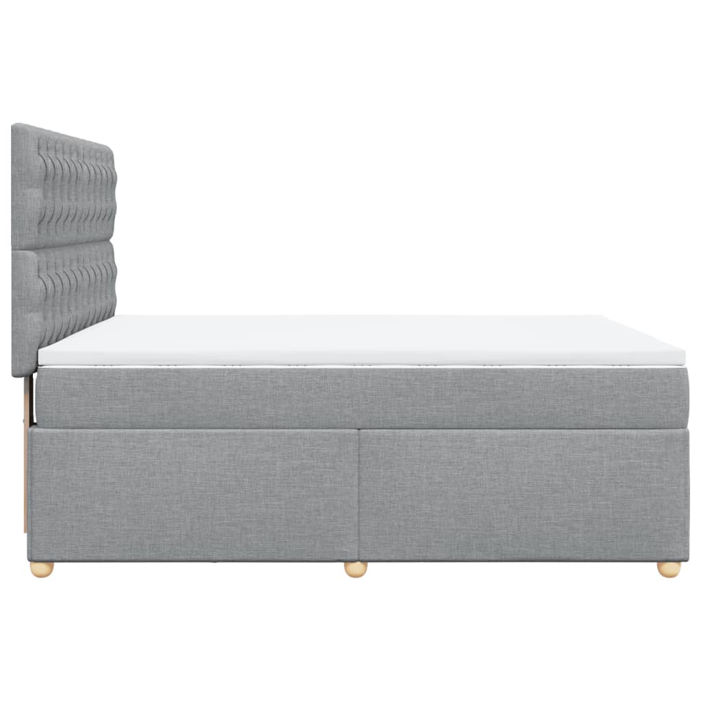 Κρεβάτι Boxspring με Στρώμα Ανοιχτό Γκρι 140x200 εκ. Υφασμάτινο - Pakobazaar
