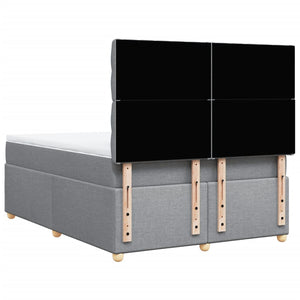 Κρεβάτι Boxspring με Στρώμα Ανοιχτό Γκρι 140x200 εκ. Υφασμάτινο - Pakobazaar