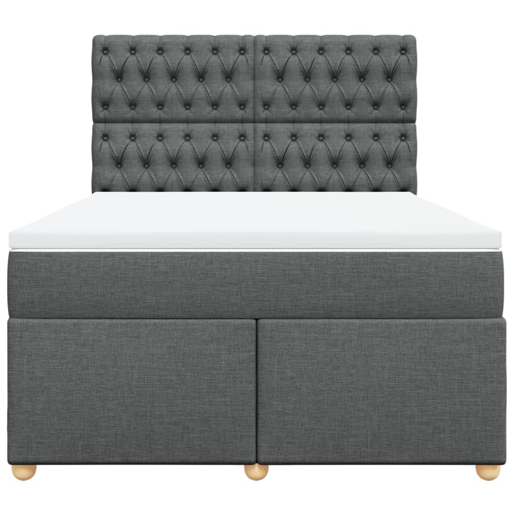 Κρεβάτι Boxspring με Στρώμα Σκούρο Γκρι 140x200 εκ Υφασμάτινο