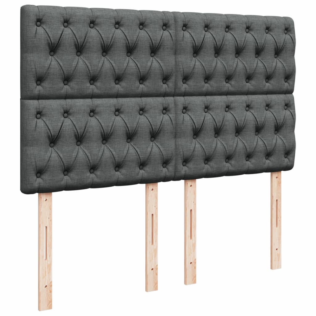 Κρεβάτι Boxspring με Στρώμα Σκούρο Γκρι 140x200 εκ Υφασμάτινο