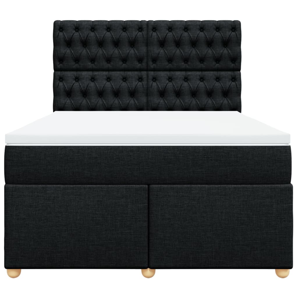 Κρεβάτι Boxspring με Στρώμα Μαύρο 140x200 εκ. Υφασμάτινο - Pakobazaar