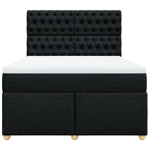 Κρεβάτι Boxspring με Στρώμα Μαύρο 140x200 εκ. Υφασμάτινο - Pakobazaar