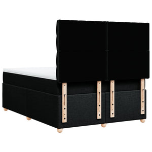 Κρεβάτι Boxspring με Στρώμα Μαύρο 140x200 εκ. Υφασμάτινο - Pakobazaar
