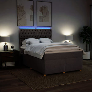 Κρεβάτι Boxspring με Στρώμα Σκούρο Καφέ 140x200 εκ Υφασμάτινο - Pakobazaar