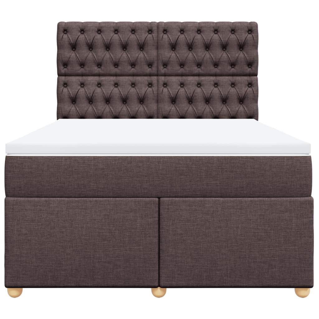Κρεβάτι Boxspring με Στρώμα Σκούρο Καφέ 140x200 εκ Υφασμάτινο - Pakobazaar
