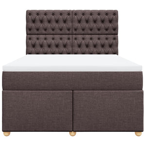 Κρεβάτι Boxspring με Στρώμα Σκούρο Καφέ 140x200 εκ Υφασμάτινο - Pakobazaar