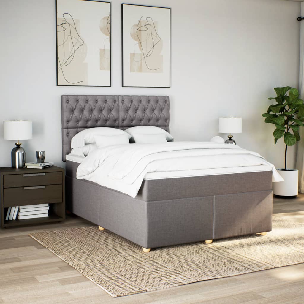 Κρεβάτι Boxspring με Στρώμα Taupe 140x200 εκ. Υφασμάτινο