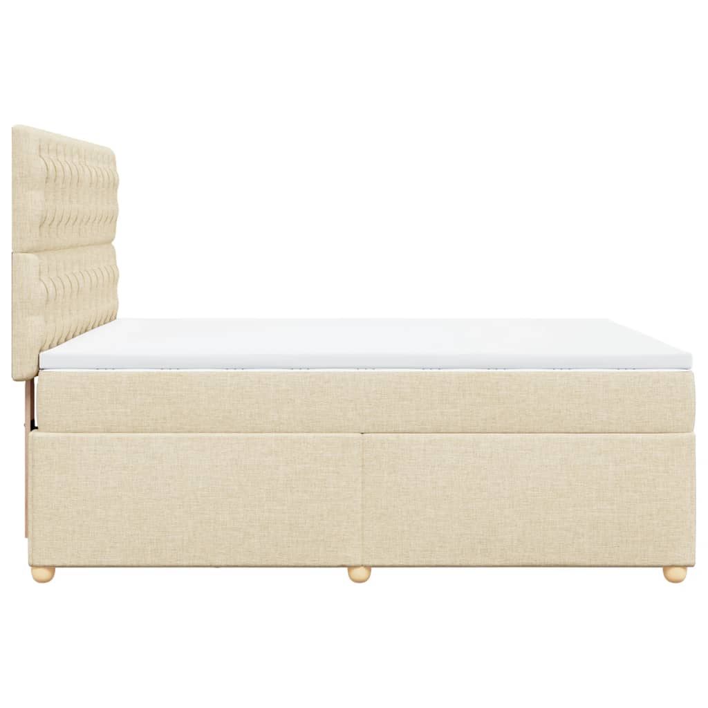 Κρεβάτι Boxspring με Στρώμα Κρεμ 140x200 εκ. Υφασμάτινο - Pakobazaar