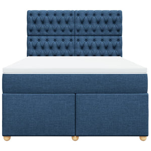 Κρεβάτι Boxspring με Στρώμα Μπλε 140x200 εκ. Υφασμάτινο - Pakobazaar