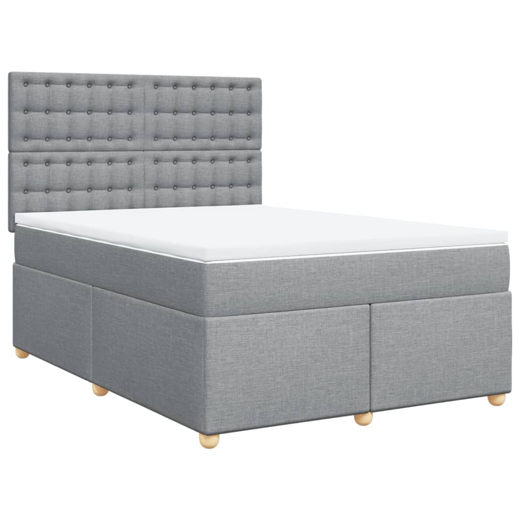 Κρεβάτι Boxspring με Στρώμα Ανοιχτό Γκρι 140x200 εκ. Υφασμάτινο - Pakobazaar
