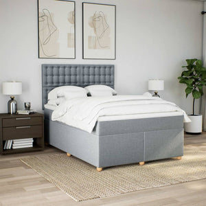 Κρεβάτι Boxspring με Στρώμα Ανοιχτό Γκρι 140x200 εκ. Υφασμάτινο - Pakobazaar
