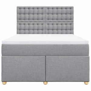 Κρεβάτι Boxspring με Στρώμα Ανοιχτό Γκρι 140x200 εκ. Υφασμάτινο - Pakobazaar