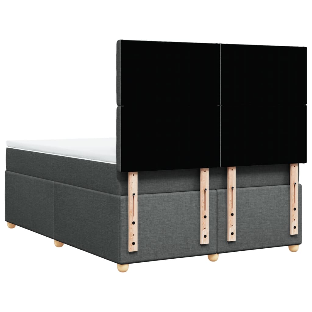 Κρεβάτι Boxspring με Στρώμα Σκούρο Γκρι 140x200 εκ Υφασμάτινο
