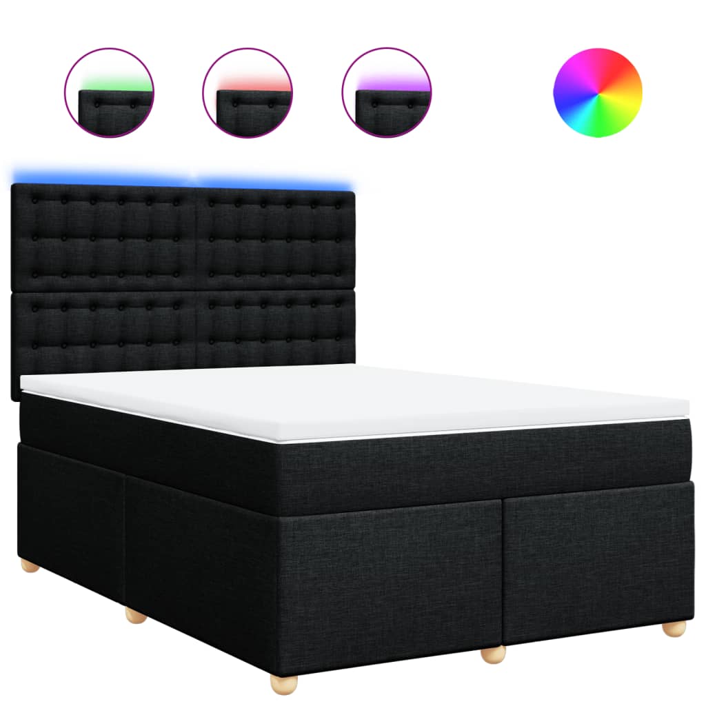 Κρεβάτι Boxspring με Στρώμα Μαύρο 140x200 εκ. Υφασμάτινο - Pakobazaar