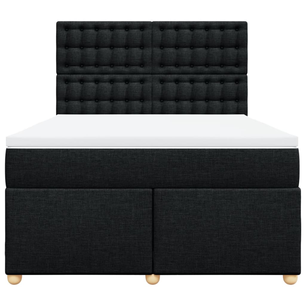 Κρεβάτι Boxspring με Στρώμα Μαύρο 140x200 εκ. Υφασμάτινο - Pakobazaar