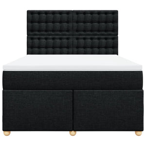 Κρεβάτι Boxspring με Στρώμα Μαύρο 140x200 εκ. Υφασμάτινο - Pakobazaar