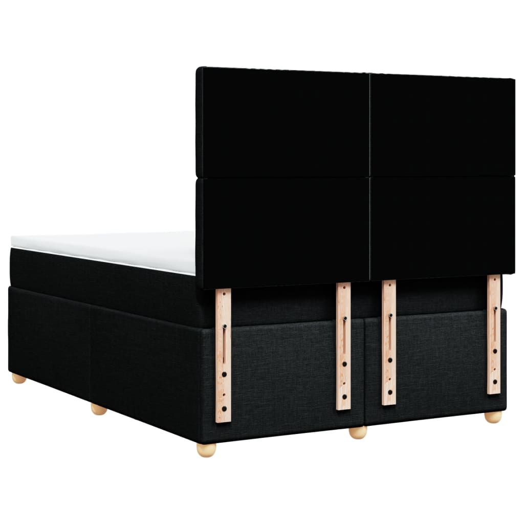 Κρεβάτι Boxspring με Στρώμα Μαύρο 140x200 εκ. Υφασμάτινο - Pakobazaar