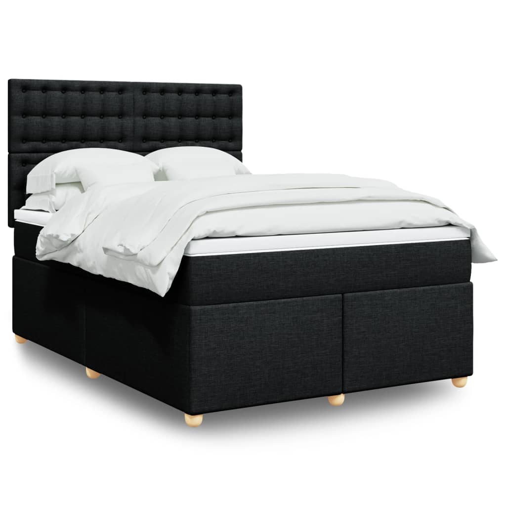 Κρεβάτι Boxspring με Στρώμα Μαύρο 140x200 εκ. Υφασμάτινο - Pakobazaar