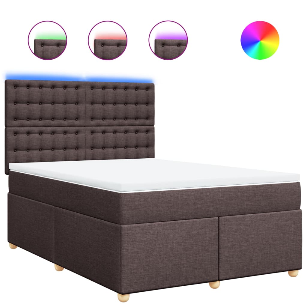 Κρεβάτι Boxspring με Στρώμα Σκούρο Καφέ 140x200 εκ Υφασμάτινο - Pakobazaar
