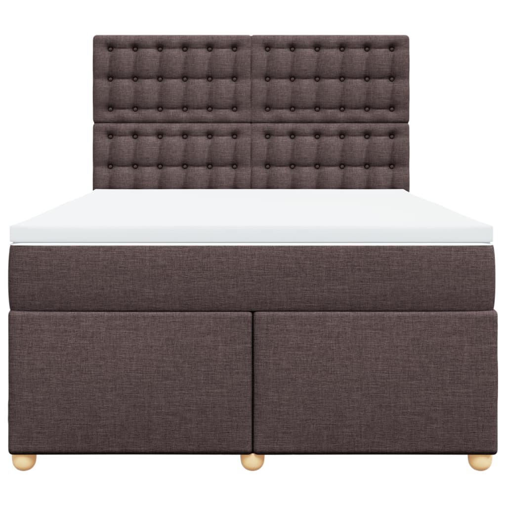 Κρεβάτι Boxspring με Στρώμα Σκούρο Καφέ 140x200 εκ Υφασμάτινο - Pakobazaar