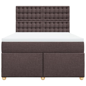 Κρεβάτι Boxspring με Στρώμα Σκούρο Καφέ 140x200 εκ Υφασμάτινο - Pakobazaar