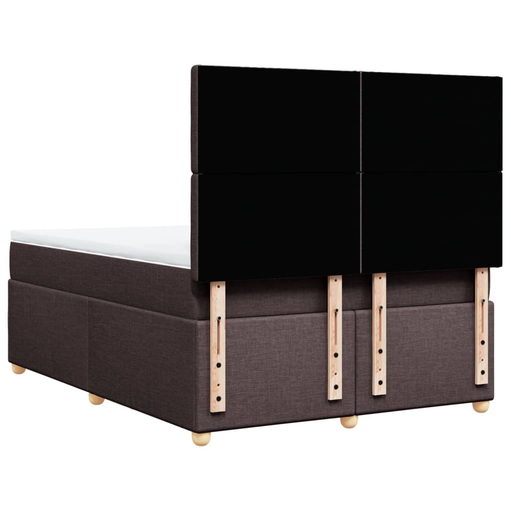 Κρεβάτι Boxspring με Στρώμα Σκούρο Καφέ 140x200 εκ Υφασμάτινο - Pakobazaar