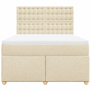 Κρεβάτι Boxspring με Στρώμα Κρεμ 140x200 εκ. Υφασμάτινο - Pakobazaar
