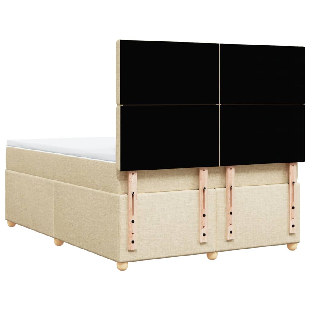 Κρεβάτι Boxspring με Στρώμα Κρεμ 140x200 εκ. Υφασμάτινο - Pakobazaar