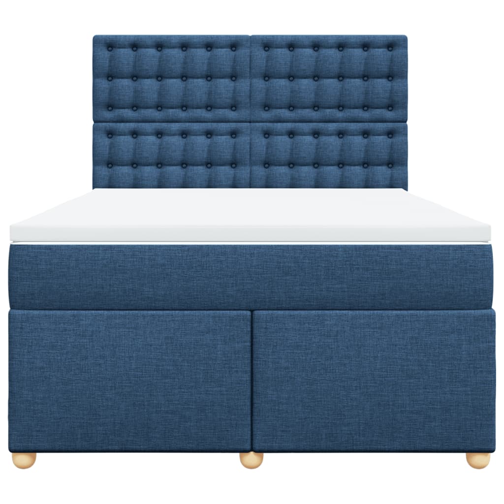 Κρεβάτι Boxspring με Στρώμα Μπλε 140x200 εκ. Υφασμάτινο - Pakobazaar