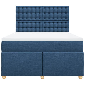Κρεβάτι Boxspring με Στρώμα Μπλε 140x200 εκ. Υφασμάτινο - Pakobazaar