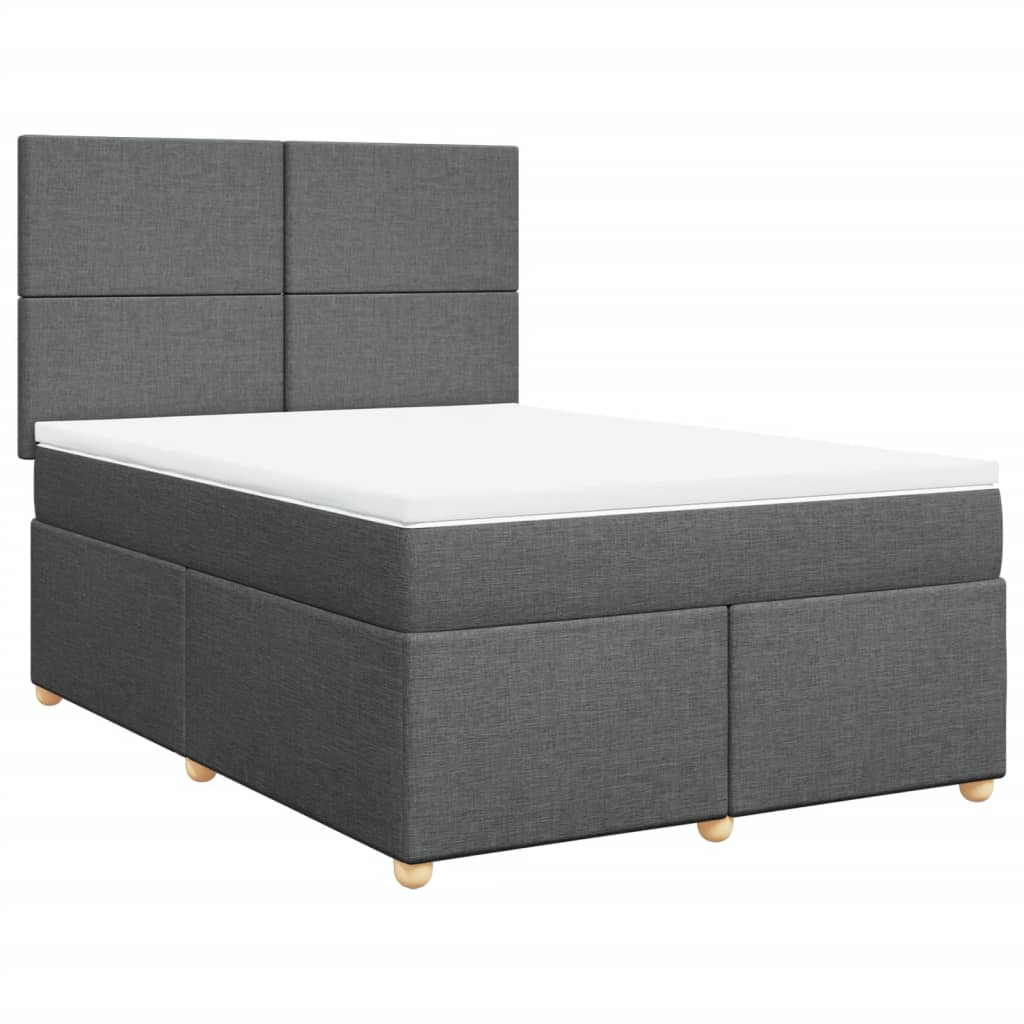 Κρεβάτι Boxspring με Στρώμα Σκούρο Γκρι 160x200 εκ Υφασμάτινο - Pakobazaar