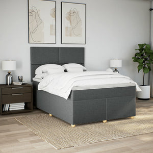 Κρεβάτι Boxspring με Στρώμα Σκούρο Γκρι 160x200 εκ Υφασμάτινο - Pakobazaar