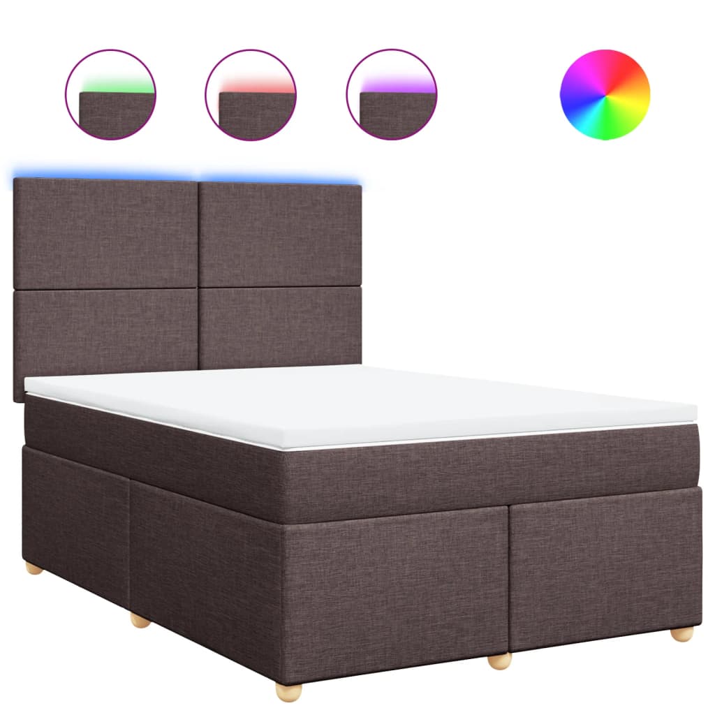 Κρεβάτι Boxspring με Στρώμα Σκούρο Καφέ 160x200 εκ Υφασμάτινο - Pakobazaar