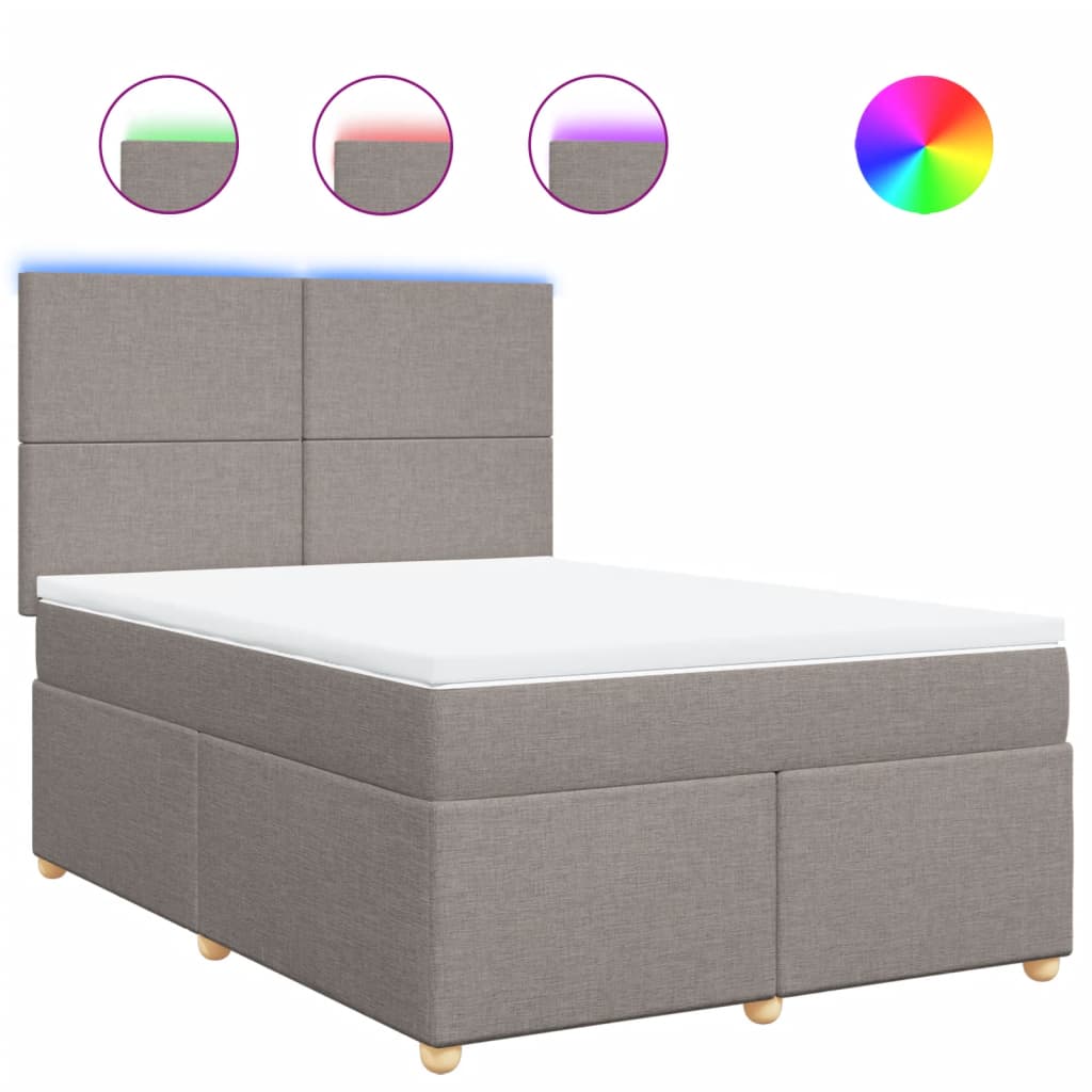 Κρεβάτι Boxspring με Στρώμα Taupe 160x200 εκ. Υφασμάτινο - Pakobazaar