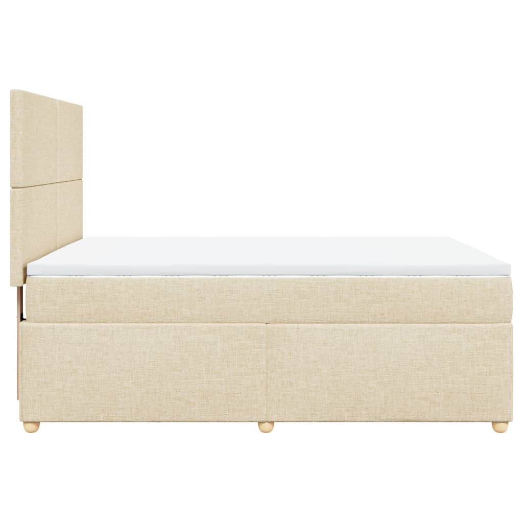 Κρεβάτι Boxspring με Στρώμα Κρεμ 160x200 εκ. Υφασμάτινο - Pakobazaar
