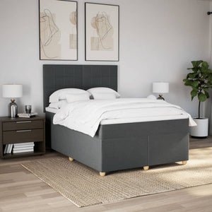 Κρεβάτι Boxspring με Στρώμα Σκούρο Γκρι 160x200 εκ Υφασμάτινο - Pakobazaar
