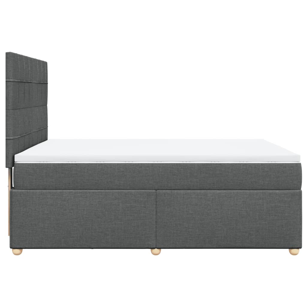 Κρεβάτι Boxspring με Στρώμα Σκούρο Γκρι 160x200 εκ Υφασμάτινο - Pakobazaar