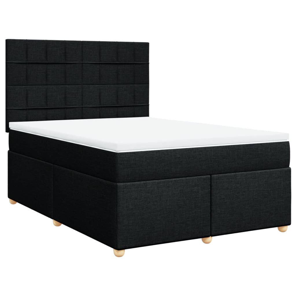 Κρεβάτι Boxspring με Στρώμα Μαύρο 160x200 εκ. Υφασμάτινο - Pakobazaar