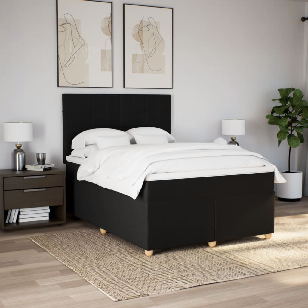 Κρεβάτι Boxspring με Στρώμα Μαύρο 160x200 εκ. Υφασμάτινο - Pakobazaar