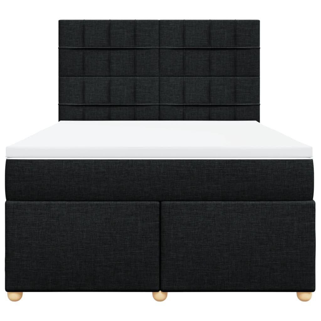 Κρεβάτι Boxspring με Στρώμα Μαύρο 160x200 εκ. Υφασμάτινο - Pakobazaar