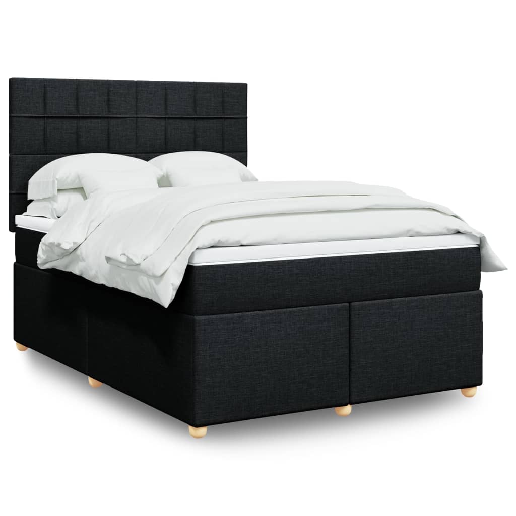 Κρεβάτι Boxspring με Στρώμα Μαύρο 160x200 εκ. Υφασμάτινο - Pakobazaar