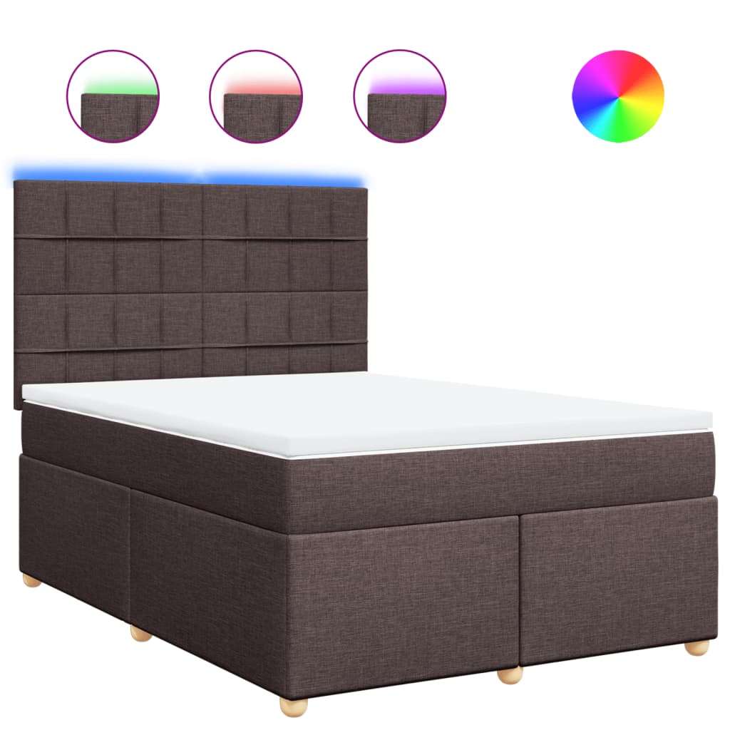 Κρεβάτι Boxspring με Στρώμα Σκούρο Καφέ 160x200 εκ Υφασμάτινο