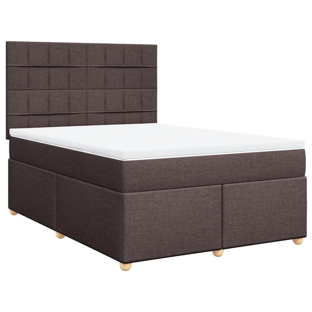 Κρεβάτι Boxspring με Στρώμα Σκούρο Καφέ 160x200 εκ Υφασμάτινο