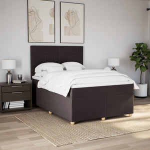 Κρεβάτι Boxspring με Στρώμα Σκούρο Καφέ 160x200 εκ Υφασμάτινο