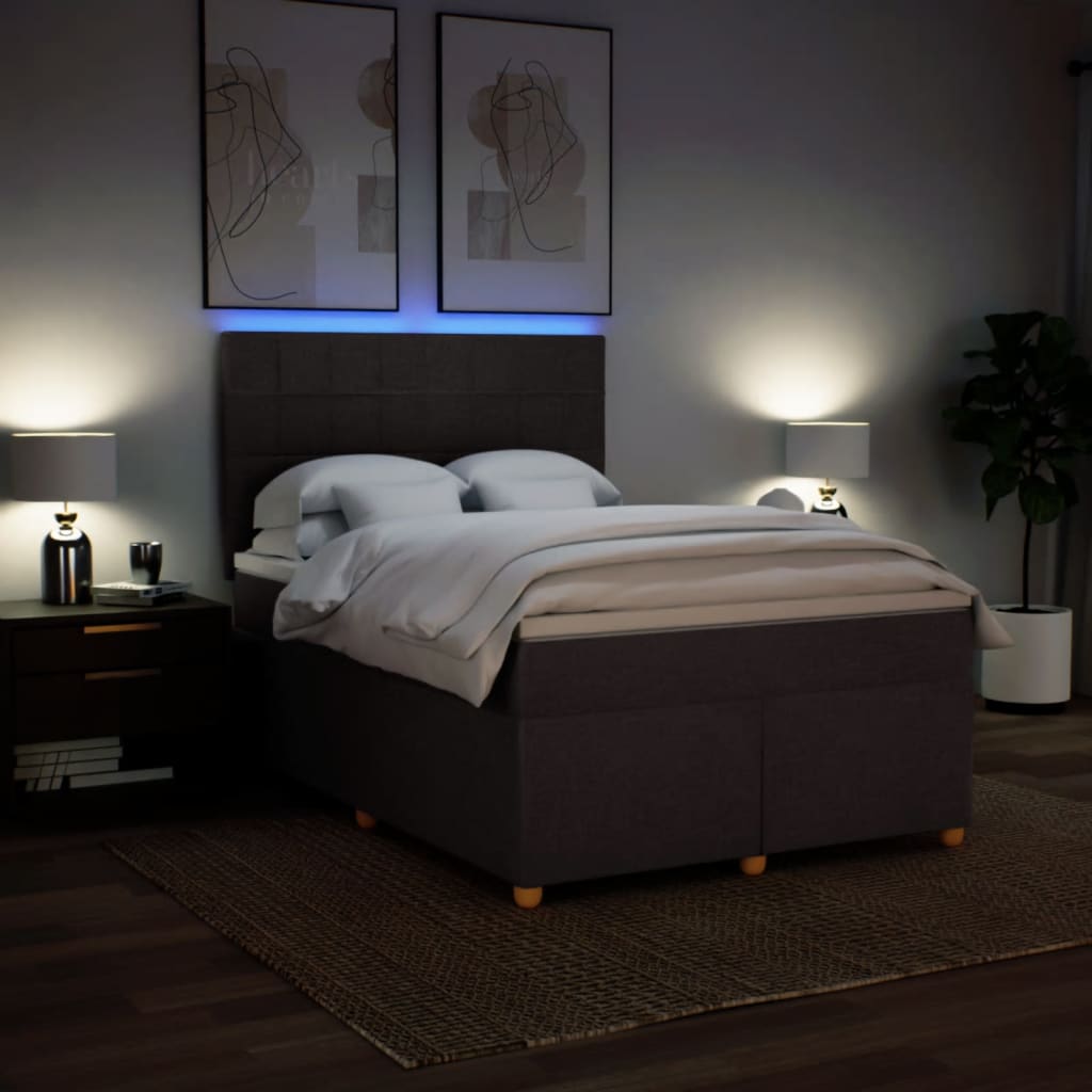 Κρεβάτι Boxspring με Στρώμα Σκούρο Καφέ 160x200 εκ Υφασμάτινο
