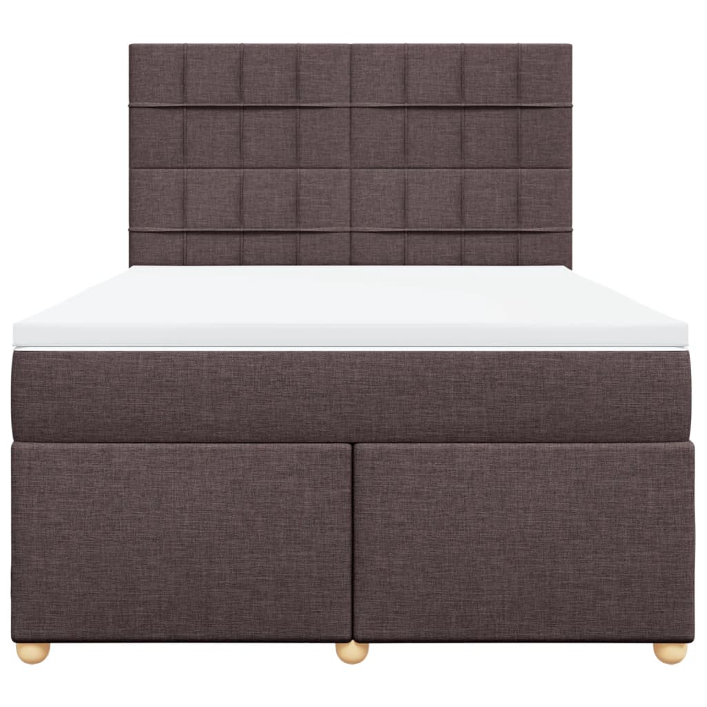 Κρεβάτι Boxspring με Στρώμα Σκούρο Καφέ 160x200 εκ Υφασμάτινο