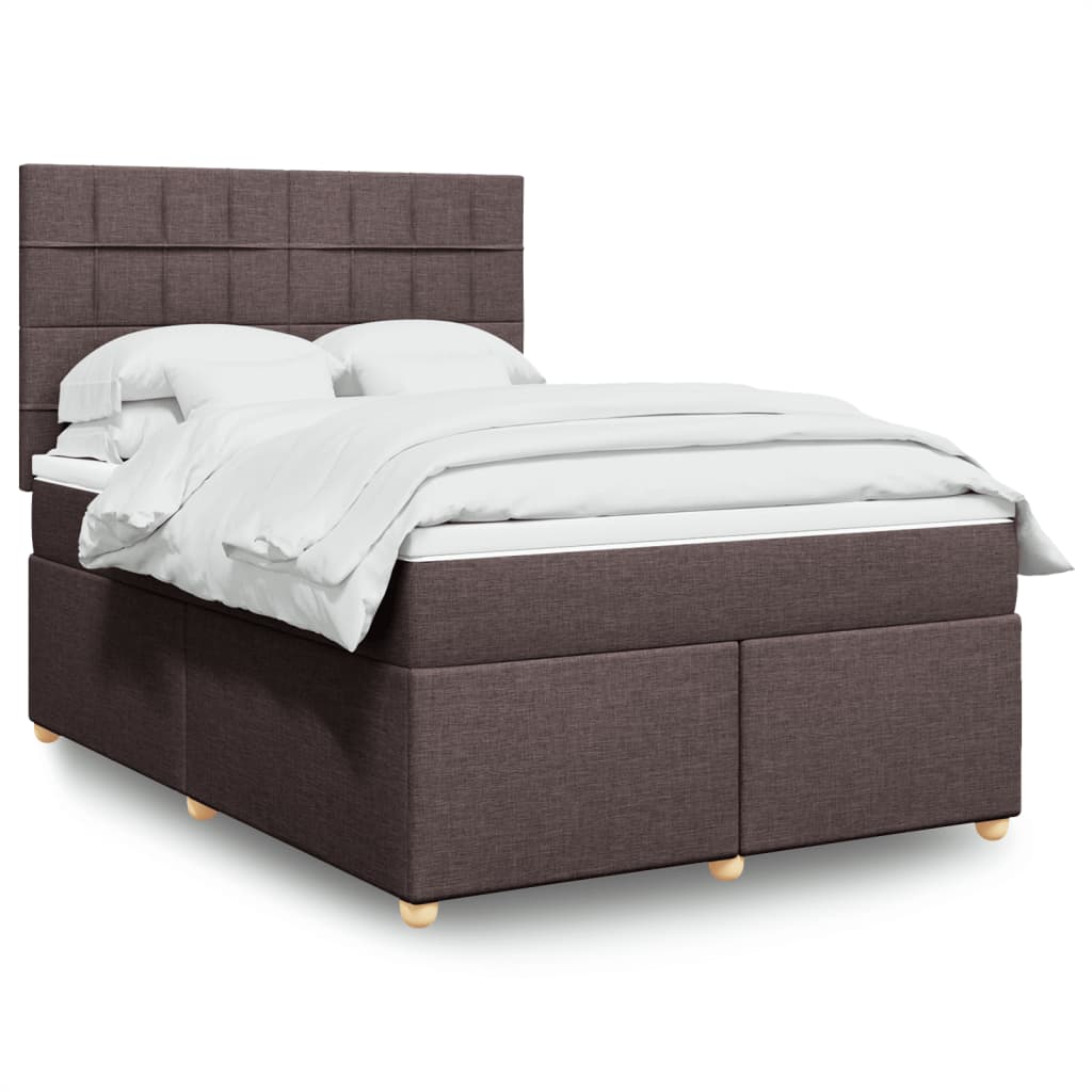 Κρεβάτι Boxspring με Στρώμα Σκούρο Καφέ 160x200 εκ Υφασμάτινο