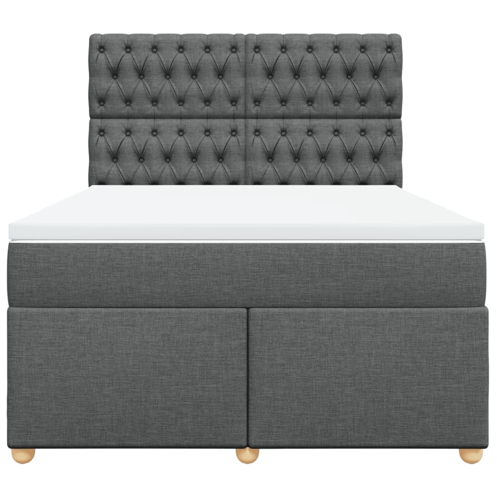 Κρεβάτι Boxspring με Στρώμα Σκούρο Γκρι 160x200 εκ Υφασμάτινο - Pakobazaar