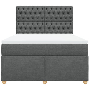 Κρεβάτι Boxspring με Στρώμα Σκούρο Γκρι 160x200 εκ Υφασμάτινο - Pakobazaar